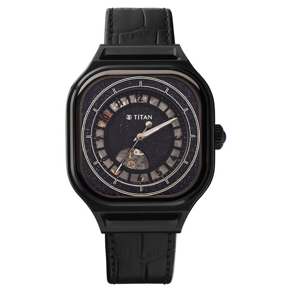 Titan Stellar Automatic Aventurine Dial Leather Strap Watch for Men - image number 0