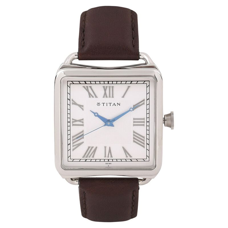 Buy Online Titan Quartz Analog Silver Dial Leather Strap Watch for Men ...