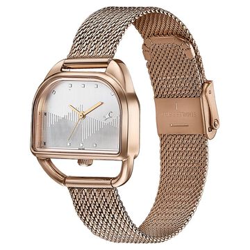 Fastrack Style Up Quartz Analog Silver Dial Rose Gold Stainless Steel Strap Watch For Girls