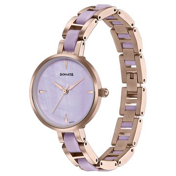 Sonata Wedding Edit Quartz Analog Purple Dial Stainless Steel With Acetate Strap Watch For Women