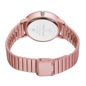 Fastrack Vyb Bliss Quartz Analog Pink Dial Stainless Steel Strap Watch for Girls