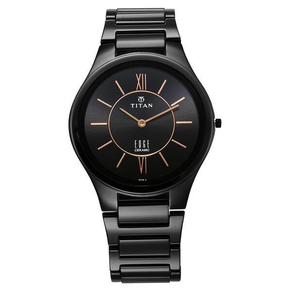 Titan Edge Ceramic Quartz in Rich Black Dial Watch for Men - image number 0