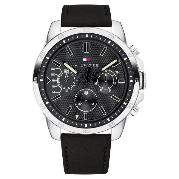 Tommy Hilfiger Quartz Analog Black Dial Leather Strap Watch for Men - image number 0