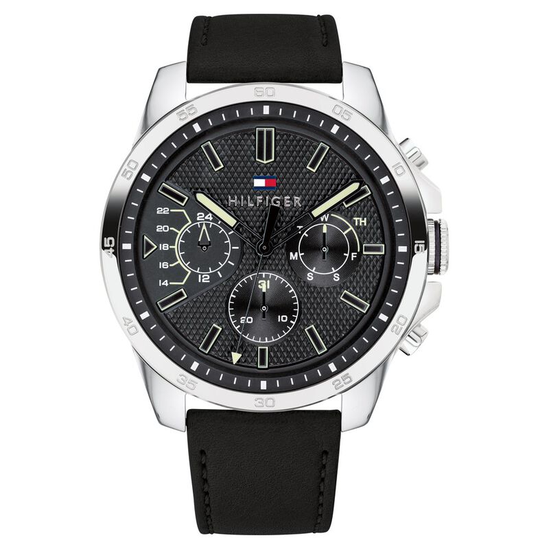 Tommy Hilfiger Quartz Analog Black Dial Leather Strap Watch for Men