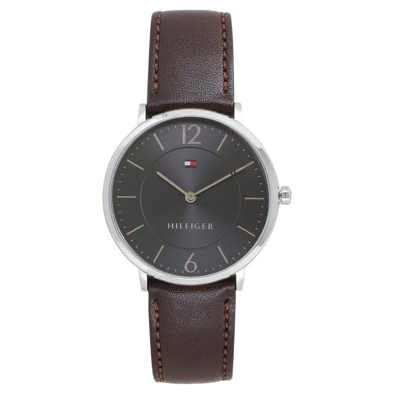 Tommy Hilfiger Quartz Analog Grey Dial Leather Strap Watch for Men