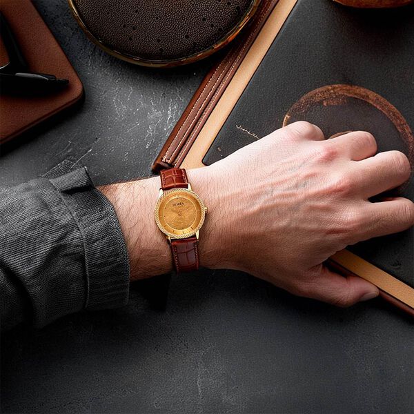 Titan Nebula Vintage 18k Gold Analog Leather Strap Watch for Men - image number 5
