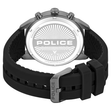Police Quartz Multifunction Green Dial Black Silicone Strap Watch For Men