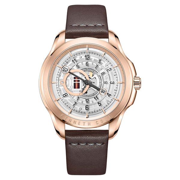 Kenneth Cole Quartz Analog Silver Dial Leather Strap Watch for Men - image number 0