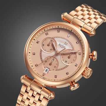 Xylys Quartz Chronograph Rose Gold Dial Rose Gold Stainless Steel Strap Watch For Women