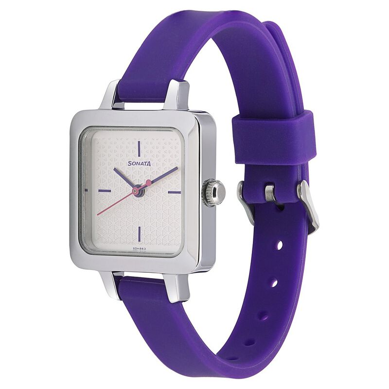 Sonata Splash Silver Dial Women Watch With Silicone Strap - image number 2