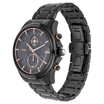 Titan Grandmaster Black Dial Chronograph Stainless Steel Strap watch for Men