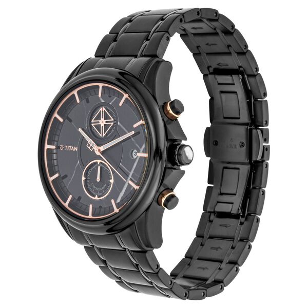 Titan Grandmaster Black Dial Chronograph Stainless Steel Strap watch for Men - image number 2