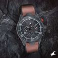 Fastrack All Nighters Quartz Multifunction Black Dial Leather Strap Watch for Guys