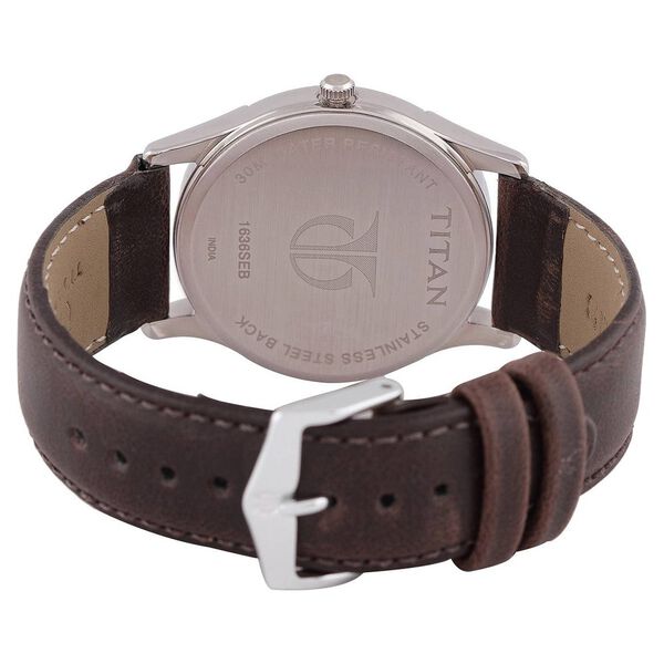 Titan Quartz Analog Silver Dial Leather Strap Watch for Men - image number 2