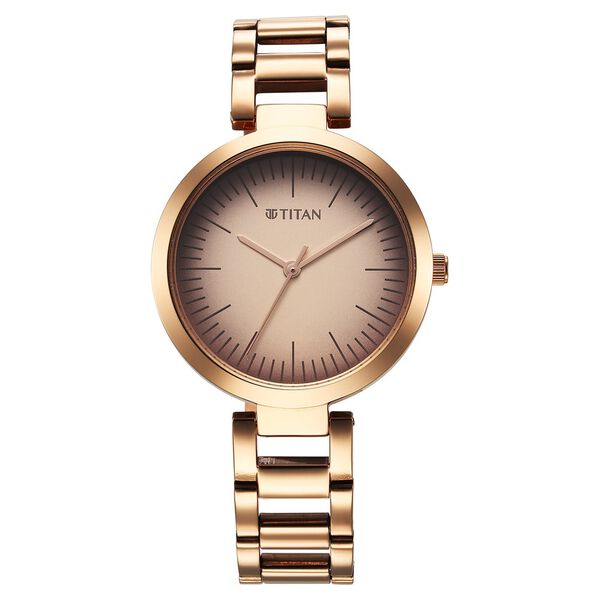 Titan Workwear Quartz Analog Beige Dial Rose Gold Stainless Steel Strap Watch for Women - image number 0