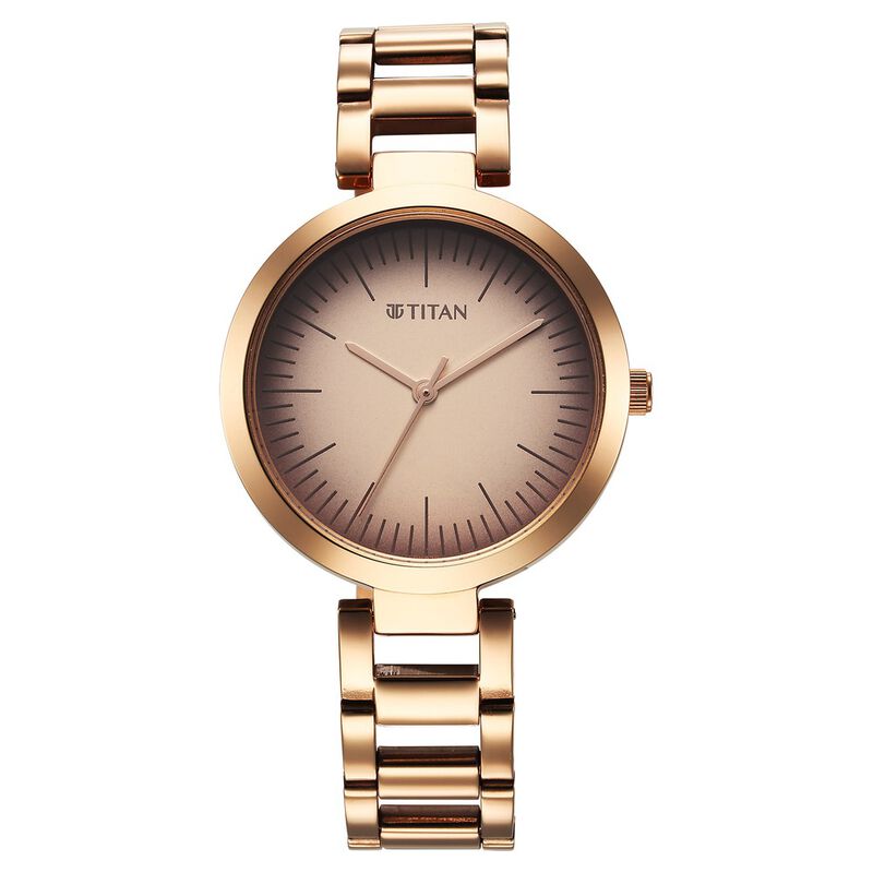 Titan Workwear Quartz Analog Beige Dial Rose Gold Stainless Steel Strap Watch for Women - image number 0