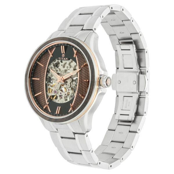Titan Automatic Black Dial Stainless Steel Strap Watch for Men - image number 2