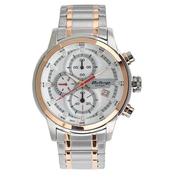 Titan Octane Quartz Chronograph White Dial Stainless Steel Strap Watch for Men - image number 0