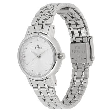 Titan Quartz Analog Silver Dial Stainless Steel Strap Watch for Women - 24 mm Case Size - Small Dial