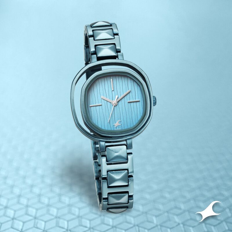 Fastrack Opulence Quartz Analog Blue Dial Metal Strap Watch for Girls