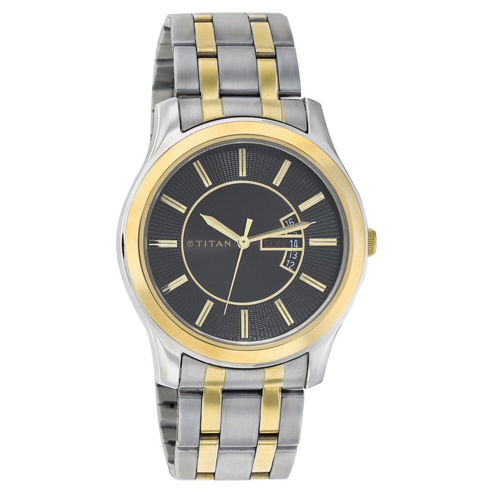 Buy Online Titan Pro Black Dial Analog with Day and Date Stainless Steel Strap watch for Men 1627bm02 Titan