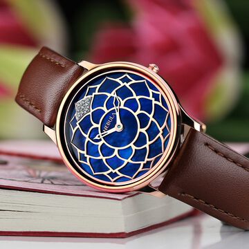 Titan Nebula Lotus Quartz Analog 18 Karat Solid Gold Watch for Women