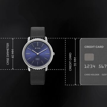 Edge Meister Quartz Analog Blue Dial Black Leather Strap Watch For Men