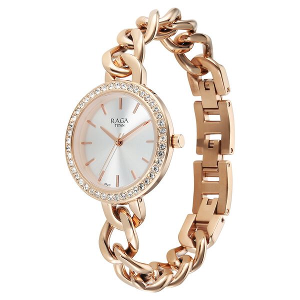 Titan Raga Showstopper Quartz Analog Silver Dial Metal Strap Watch For Women - image number 2