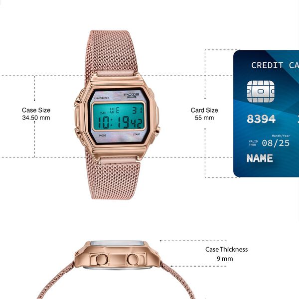 Poze By Sonata Digital Digital Pink Dial Pink Metal Strap Watch For Women - image number 3