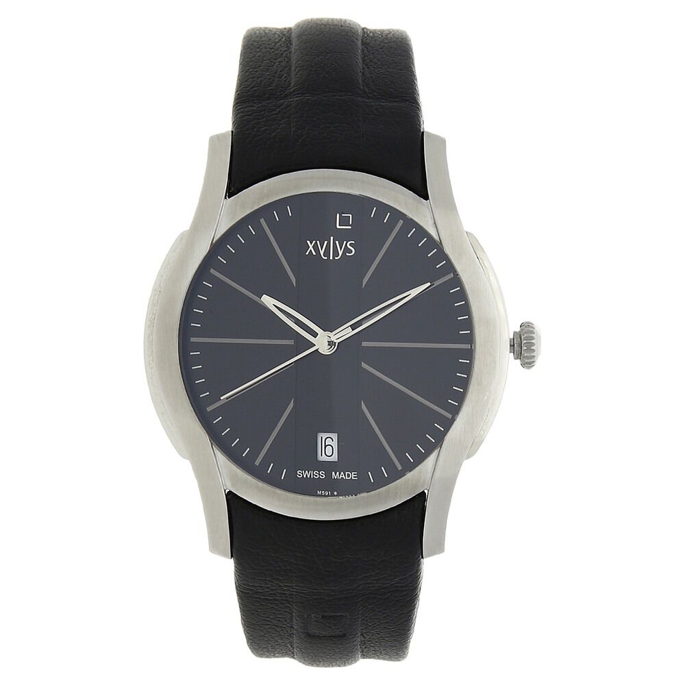 Buy Online Xylys Swiss Analog with Date Black Leather Strap and Black Dial Watch For Men nf9119sl02 Titan