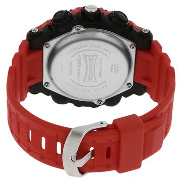 SF Quartz Analog Digital Black Dial Plastic Strap Watch for Men