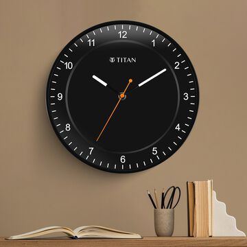 Titan Contemporary Black Wall Clock with Domed Glass and Silent Sweep 27 x 27 cm (Small)