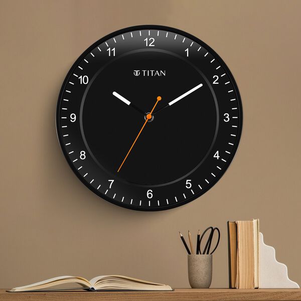 Titan Contemporary Black Wall Clock with Domed Glass and Silent Sweep 27 x 27 cm (Small) - image number 0