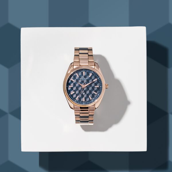 Sonata Poze Quartz Analog Blue Dial Rose Gold Colour Stainless Steel Strap Watch For Men - image number 0