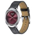 Sonata Sleek Burgundy Dial Silver-Tone Leather Strap Watch - image number 2