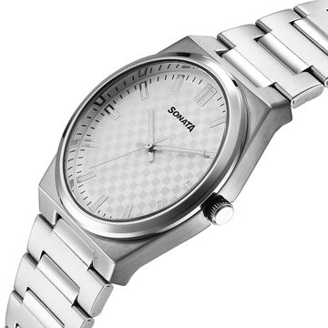 Sonata Festive Quartz Analog Silver Dial Metal Strap Watch For Men
