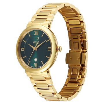 Xylys Quartz Analog with Date Green Dial Golden Stainless Steel Strap Watch For Women