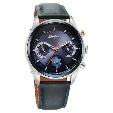 Titan Octane Quartz Multifunction Blue Dial With Blue Leather Strap Watch For Men