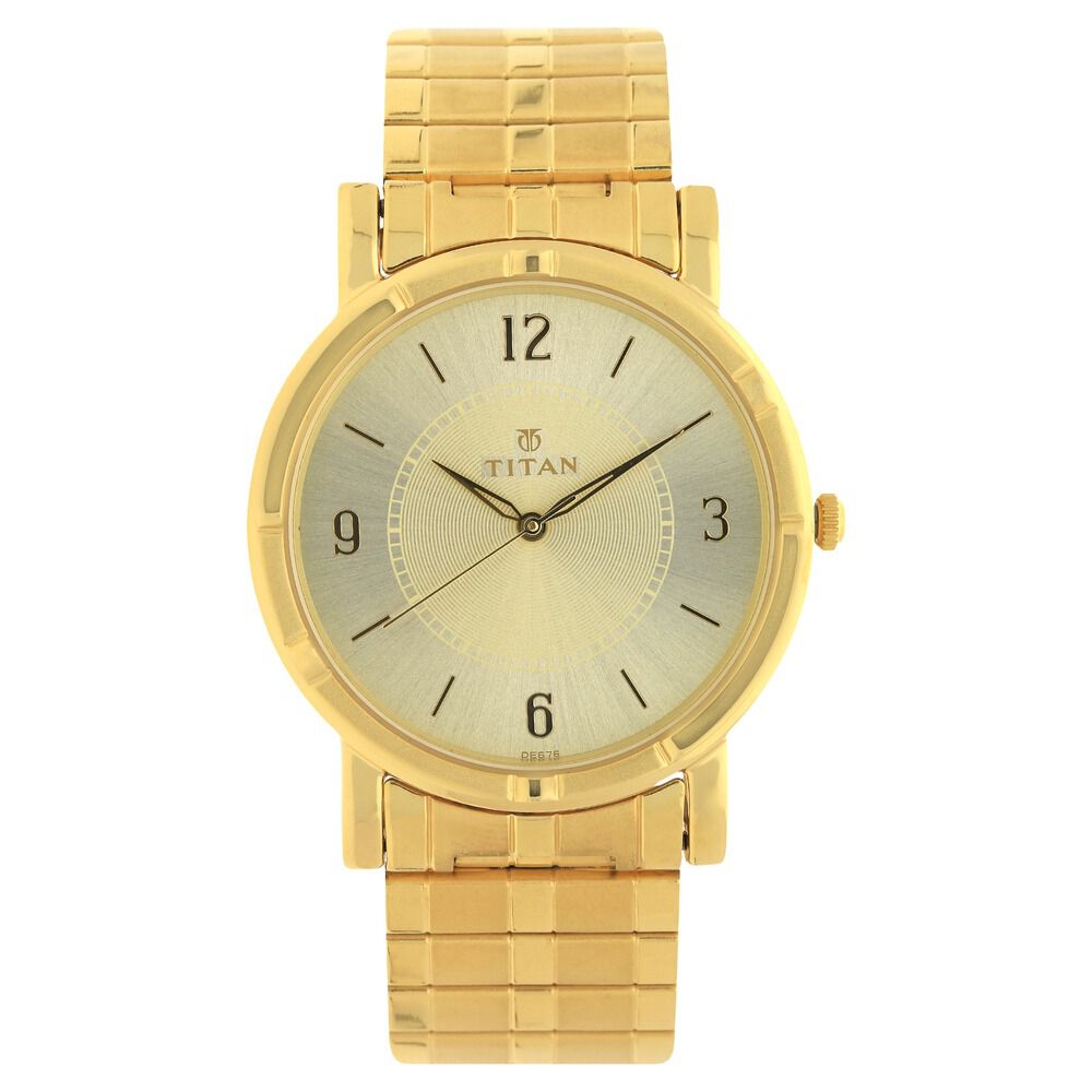 Buy Online Titan Quartz Analog Champagne Dial Stainless Steel Strap Watch for Men nh1639ym04c Titan