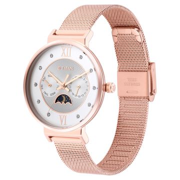 Titan Slimline Silver Dial Quartz Multifunction Stainless Steel Strap Watch for Women