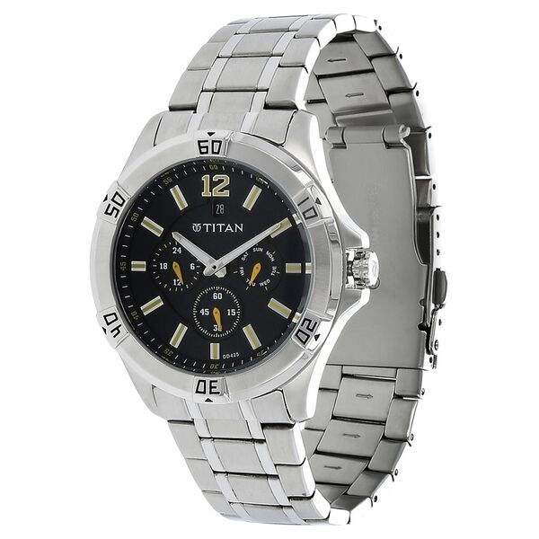 Titan Quartz Analog Black Dial Stainless Steel Strap Watch for Men - image number 1
