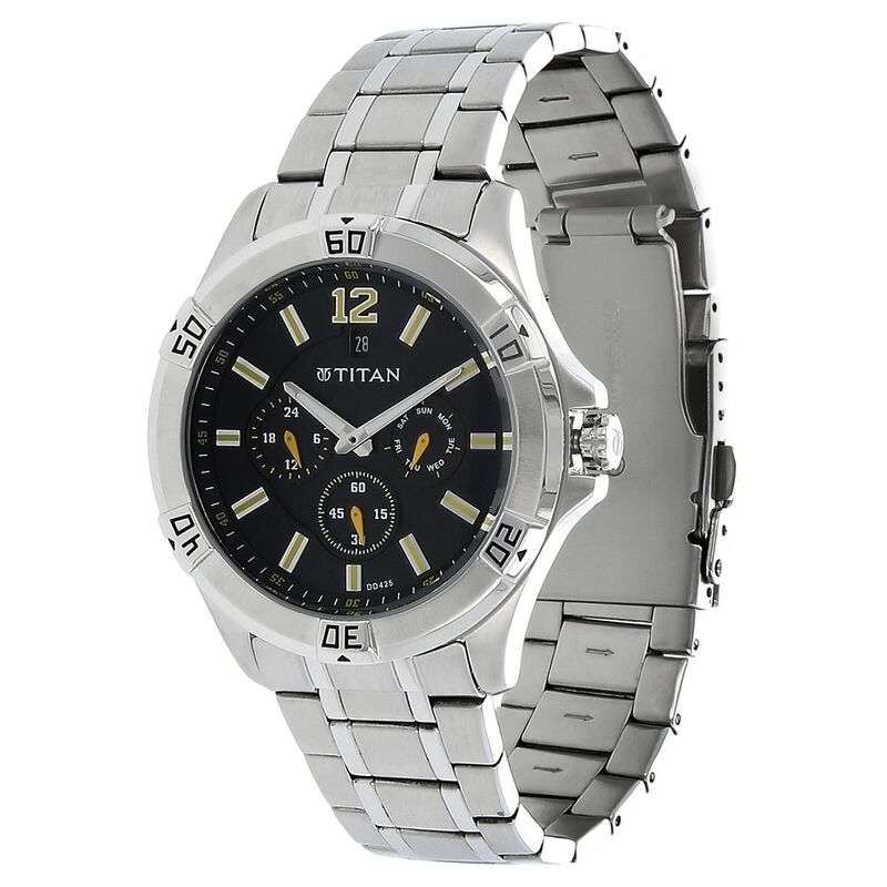 Titan Quartz Analog Black Dial Stainless Steel Strap Watch for Men - image number 1