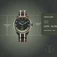 Titan Regalia Opulent Offset Second Hand Green Dial Rose Gold And Black Bimetal Strap Watch For Men - image number 3