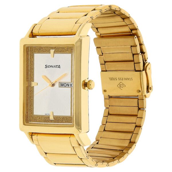 Sonata Quartz Analog with Day and Date White Dial Stainless Steel Strap Watch for Men - image number 1