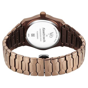 Vyb Limitless By Fastrack Quartz Analog Brown Dial Brown Metal Strap Watch For Guys