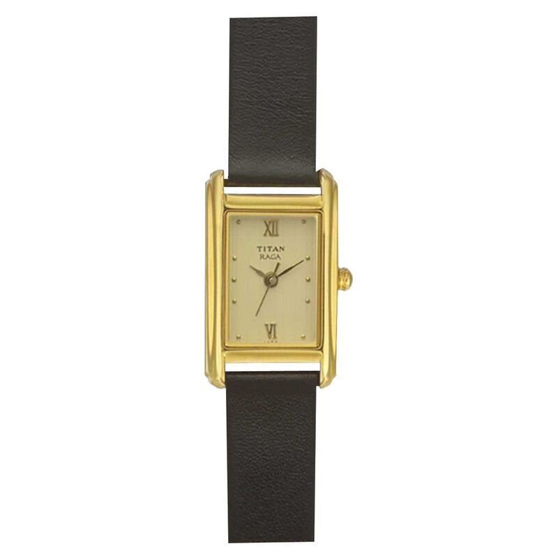 Titan Quartz Analog Champagne Dial Watch for Women