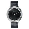 Sonata Sleek Black Dial Silver-Tone Leather Strap Watch - image number 0