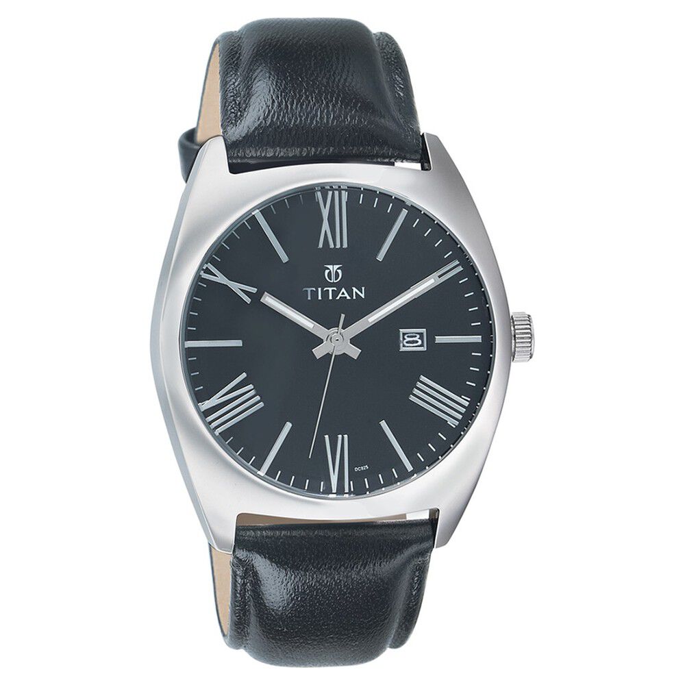 Buy Online Titan Quartz Analog with Date Black Dial Leather Strap Watch for Men nf9476sl04j Titan