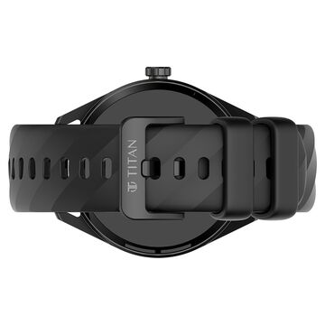 Titan Crest with 3.63 cm AMOLED Display with AOD, Functional Crown, BT Calling, Premium Smartwatch with Black Strap