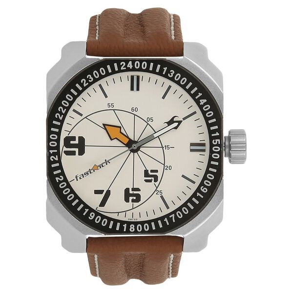 Fastrack Commando Quartz Analog White Dial Leather Strap Watch for Guys - image number 0